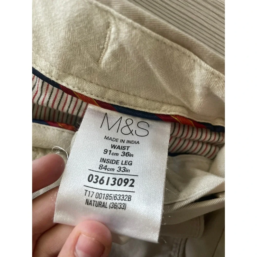 Blue Harbour Chino Pants Mens 35x30 Beige Cotton Coastal Classic Casual Khaki